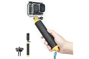 TELESIN Mango Palo Flotante Impermeable para Hero 12 11 10 9 8 7 6 5 4 3 2, MAX, Palo Selfie subacuático Palo Flotante Impermeable con Agarre Antideslizante para la mayoría de Las cámaras acción