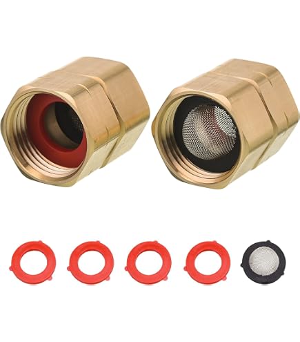 2 Adattatori Per Tubo Da Giardino In Ottone Massiccio 3/4" - Doppi Femmina Con Raccordo Girevole E 4 Rondelle - Antiruggine E Antigoccia