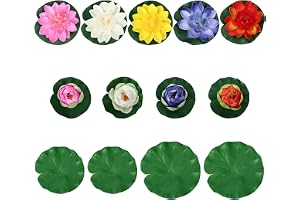 9 stycken näckrosor konstgjorda med 4 lotusblad, konstgjorda näckrosor, näckros lotusblomma, lotusblomma, minitekdekoration, konstgjorda dammväxter, flytande blommor för akvarium, terrass, trädgård