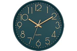 Lumuasky väggklocka 30 cm modern batteridriven analog tyst icke-tickande dekorativ smaragdklocka för skola kontor klassrum so