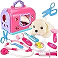BUYGER Vet Doctor Set for Kids, Vet Toy and Pet Care Grooming Games with Plush Dog Pretend Role Play Pet Shop Medical Kits for Ages 3 4 5+ Years Olds