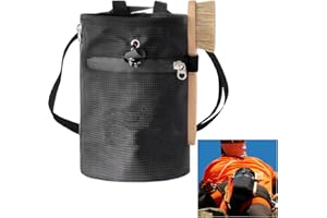 PTJJXA Sac Magnésie Escalade, 13x19cm, Sac de Craie avec Brosse, Imperméable 420D Oxford Sac Poudre de Magnésium avec 2 Poches Fermeture Éclair et Ceinture Réglable Clip Rapide, pour Haltérophilie Fitness