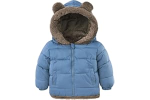 kids4ever Baby Jacke Jungen Mädchen Winter Mantel Niedlich Plüsch Bärenohren Winterjacke Reißverschluss Kapuzenjacke mit Taschen 6 Monate-5 Jahre