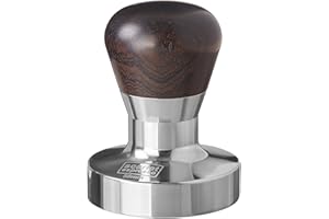 SCARLET BIJOUX Scarlet Espresso | Tamper « Passion » pour barista ; avec manche ergonomique en PVC ou en bois précieux au choix et base en acier inoxydable de précision (58 mm)
