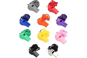 QiXinGYL Lot de 10 sifflets en Plastique pour Arbitre avec Cordon, sifflets de Sport pour Enseignants de Football, entraîneurs, Survie, Camping, Sauvetage, fête