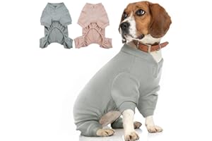 Hjumarayan Dog Surgery Recovery Suit - Stretchy Onesie with Legs, Post Op Recovery Suit Male, Dog Body Suit after Surgery, Baby Grow for Slim Corgi, Cavalier King Charles, Pug (Grey L)