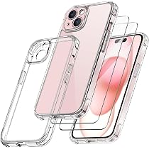 Custodia Qasyfanc Per IPhone 15 Plus, Cover In Silicone Trasparente Con Protezione Fotocamera, Colore Oro, Tecnologia Anti-ingiallimento, Inclusi 2 Vetri Temperati - 5
