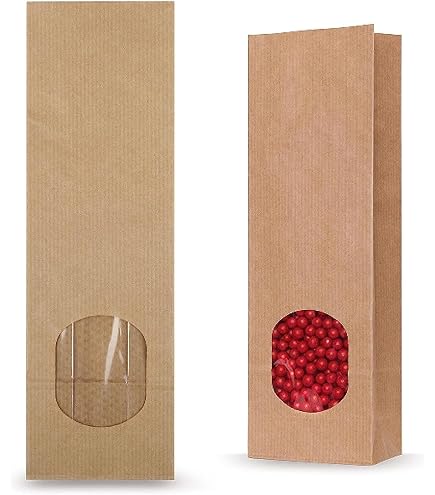 250 Sacchetti Per Patate Biodegradabili Con Finestra - Dimensioni 220x90x330 Mm, Carta Kraft 90 G/m², Capacità 2,5 Kg - 2