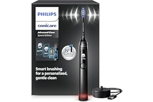 Brosse à dents électrique Philips Sonicare AdvancedClean série limitée – écran intelligent, capteur de pression, tête de brosse de rechange, 5 modes de brossage et SmarTimer, noir, modèle HX3792/11
