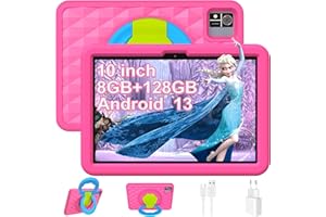 YUMBOT Tablet dziecięcy 10 cali, dla dzieci z systemem Android 13, 8 GB RAM 128 GB ROM 6000 mAh, zabezpieczenie przed dziećmi, Wi-Fi, tablet dla dzieci, Bluetooth