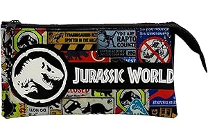 CYPBRANDS Jurassic World-Estuche Triple, Portatodo, Material Escolar, Portalápices, Estuche, Mutlicolor, Unisex, Complementos, Producto Oficial (CyP Brands)