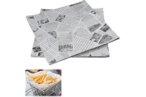 WZWZO Papier Journal Alimentaire, 100 Piece Papier Emballage Alimentaire, 22x22cm pa pier journal, Emballage Alimen taire, p apier cuisson, Papi er Jou rnal Alim entaire Mini Wrap pour Frites, Hamburger