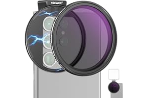 NEEWER 67mm Clip On Variable ND2-ND32 Kit Filtro Lente de Movil, Phone Clip con Anillo Adaptador Magnético/Zapata Fría, Filtro ND Magnético HD para iPhone 16 15 Pro MAX 14 13 Galaxy S22 S23 S24 Ultra