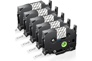 Anycolor TZe-131 Clear Label Tape Compatible with Brother P Touch Tze131 Black on Clear TZe 12mm 0.47 Laminated Tape for Brother Ptouch PT-1000 1010 H101C H110 H105 E110 H100, 5-Pack