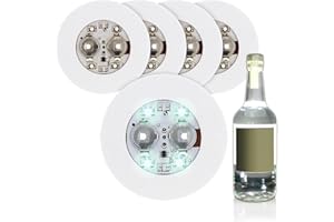 SPETEBO Juego de 5 luces autoadhesivas para botellas cada una con 4 ledes SMD Iluminación para botellas para pegar debajo de la botella con 3 funciones de iluminación ¡Lo más destacado en cualquier fiesta!