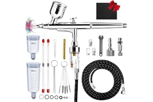 MUCEK Airbrush Set, Airbrushpistole mit Schlauch Multifunktions Dual Action Airbrush Set, Air Brush für Make-up, Nail Design, Kuchendekoration,Tattoos, und Gesichtsbemalung