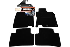 CLICK-CARMATS Fully Tailored Deluxe Car Mats to fit Nissan Qashqai 2014-2021 - 4 Piece - Black Carpet - Black Trim - Heavy Duty Heel Pad - 20-3298