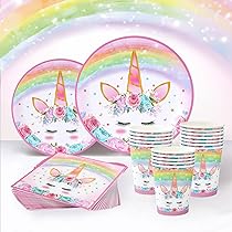 Set Stoviglie Per Feste Unicorno - 200 Pezzi Per 25 Ospiti | Piatti, Bicchieri, Tovaglioli Rosa
