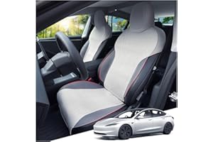ASZSK Coprisedili auto per Tesla Model 3 2024 2025, Coprisedili Auto Sedili Anteriori in Pelle Scamosciata, Coprisedili per Sedili Auto Model 3 Highland Accessori