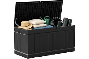 WWI Large Resin Deck Box Indoor Outdoor Storage Box 310L Lockable Waterproof Container for Patio Furniture Outdoor Cushions Garden Tools (310L)