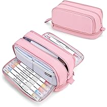 Trousse Scolaire YOKUMA Grande Capacité - Rose, 23x11x7.5 Cm, Jusqu'à 80 Stylos, Légère Et Résistante