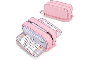 Sciphylia Federmäppchen Groß Mäppchen Große Kapazität 4 Fächer Federmäppchen Für Kinder Studenten Mädchen Jungs Multifunktional Mäppchen Für Schule Büro Makeup, Rosa