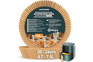 MINVCHAO 110 Stück Backpapier für Heißluftfritteuse 20-24cm airfryer backpapier 4.7-7.5L heißluftfritteuse backpapier geeignet für Ninja und andere Heißluftfritteuse