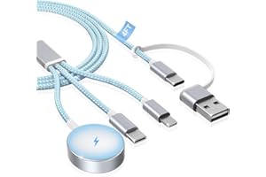 imodomio for iWatch Charger Type C - 3 in 2 for Apple Watch and Phone Charger 4FT, Nylon Braided Portable Wireless Charger for Apple Watch Series 10/9/8/Se/Ultra & iPhone 16/15/Samsung