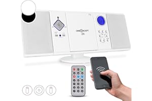 oneConcept Radio Portatile con Lettore CD HiFi, Radio FM Bluetooth e impianto Stereo Casa AUX + 2 Altoparlanti, Display LCD, Telecomando, Sveglia, MP3 e SD, Impianto Hi Fi Stereo Casa Potente 3W