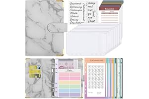 SKYDUE Money Binder, Challenge Del Risparmio, A6 Raccoglitore Documenti Con Buste Cerniera Trasparenti, Agenda Risparmio Soldi, Budget Planner Raccoglitore Di Bilancio(Grigio Marmo)