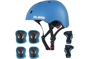 ‎GLERC Glerc Kinder Fahrradhelm für Jungen und Mädchen von Kleinkind bis Jugend, Kinder Protektoren Schutzausrüstung Kinder Knieschützer Set，verstellbar und Mehrfarbig