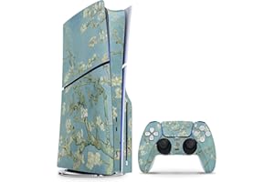 Skins4u Slim PS5 Skins Aufkleber Set kompatibel mit PlayStation 5 Disk Edition + PS5 Controller Skin Wrap Faceplate Design Schutz Folie Blossoming