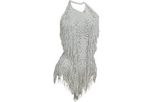 LuuMingCM Sparkly Rhinestones Fringes Leotard Women Nightclub Party Outfit Dance Costume One-Piece Stage Wear Sexy Performance Bodysuit