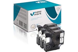 specmark Compatible avec DYMO D1 45020 S0720570 Ruban d'étiquetage 12 mm x 7 m set x 3 pièces blanc sur transparent