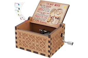 SAKRUDA Wooden Music Box for Wife,Memorable Gift from Husband to My Wife,Hand Crank Tune You Are My Sunshine,Laser Engraved Wood Musical Box,Vintage Gift to Wife on Valentine’s Day,Birthday,Anniversary