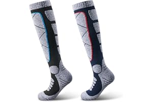 ANQFZQE Ski Socks for Men Women, 2 Pairs Thermal Knee High Socks Skiing Snowboarding Sports Winter Thermal Ski Socks Men for Ski,Hiking, Cold Weather and Hunting