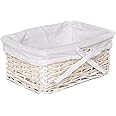 Arthur Cameron - Extra Small Wicker Basket with Lining, Hand-crafted Small Wicker Tray - Wicker Storage Tray, Small Storage Basket, Wicker Storage Basket, Organiser Tray (White Wash)