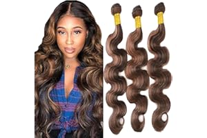 Tuheerst Human Hair Bundles Body Wave Capelli Umani Brasiliani Capelli Brasiliani Naturali Brown Extension Capelli Umani Extension Capelli Veri Tessitura 3 Bundles Remy Hair 16 16 16 Pollice