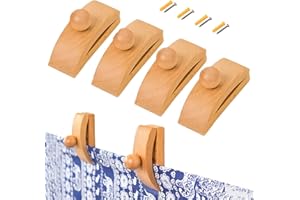 Artomnivera 4Pcs Wooden Tapestry Tongs Wall Hooks, Natural Wood Tapestry Wall Hanging Clips, Tapestry Quilt Hangers, Rustic Wooden Wall Clips for Hanging Quilts,Posters & Tapestries
