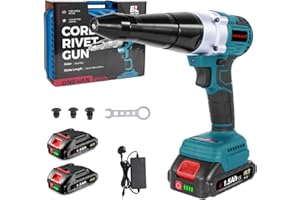 ONEVAN Battery Riveting Pliers Cordless Gun - Brushless Electric Rivet Gun, Max 22mm Stroke Length 20,000 N, for 3.2 mm,4.0mm,-4.8 mm Stainless & Aluminium Rivets