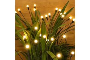 DURPAR 2 Pack 16 LEDs Solar Lights Outdoor Garden, Solar Firefly Lights Outdoor Waterproof, Christmas Decorations for Party Pathway Fence Yard Landscape Garden Ornaments, Warm White