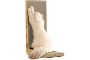 FUKUMARU Drapak dla kota, 67 cm, podkładka, w kształcie litery L, montowany na ścianie, karton, z zabawkową kulką dla kotów