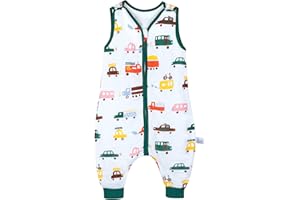 MOEMOE BABY Baby Schlafsack mit Füßen, 0.5 TOG Musselin Sommerschlafsack Babyschlafsack mit Beinen, Baumwolle Ärmellose Baby Schlafsack aus Gaze Schlafsäcke 3-5 Jahre