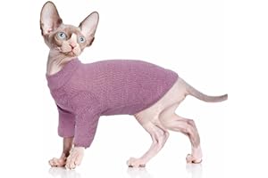 PUMYPOREITY Sphynx Haarlose Katze Baumwolle Kleidung Pullover Niedlich Rollkragen Atmungsaktiv T-Shirts Weste Kätzchen Weiche Bekleidung(Rot, XL)