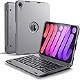 PLUSBRAVO iPad Mini 6 Case with Keyboard 8.3 Inch 2021, iPad Mini 6th Generation Case with Keyboard Bluetooth Wireless Rechargeable, iPad Mini 6 Accessories Protective Cover, Space Gray