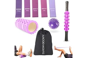 EUREKA BODIFY Rodillo masaje muscular - Foam roller - Alivia el Dolor de Espalda, Piernas y Fascitis Plantar - Bandas de estiramiento - Yoga y Pilates - Rulo masaje muscular (Morado)