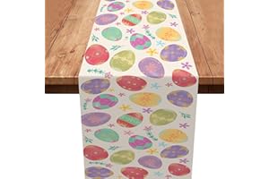 XINVERY Easter Table Runner,Colorful Eggs Table Runner Spring Holiday Dining Table Linens Easter Table Decoration for Home Party Decor Indoor Outdoor 13x72 Inch