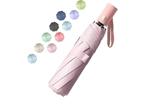 BAODINI Small UV Protection Travel Umbrella Compact for Rain and Sun UPF 50+ Windproof Portable 42 inch Umbrella for Women and Men