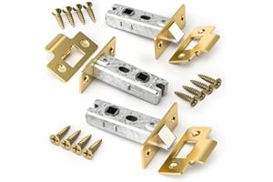 Bwintech 3 Pcs 65mm Steel Imitation Gold Tubular Latch, Premium Mortice Latch, for use with Sprung Lever Door Handles