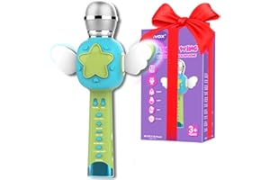VOZKOM Cambia Voce Canta tu Karaoke Microfono Bambini, Giochi da Tavolo, Giochi Bambini 3-6 Anni, Registrazione Ricaricabile Strumenti Musicali